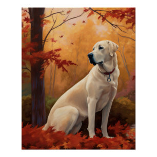 Anatolian Shepherd in Autumn Leaves Fall Inspire Poster