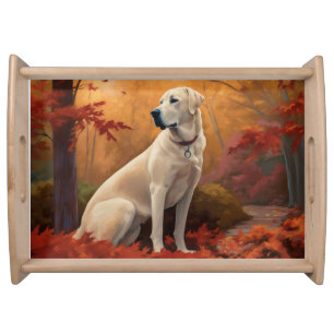 Anatolian Shepherd in Autumn Leaves Fall Inspire Serving Tray