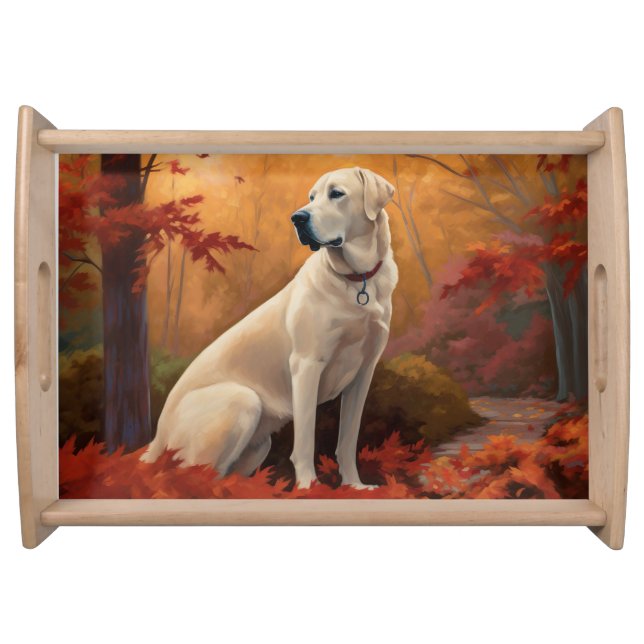 Anatolian Shepherd  in Autumn Leaves Fall Inspire Serving Tray (Front)