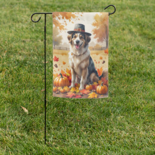 Anatolian Shepherd in Autumn Leaves Thanksgiving Garden Flag