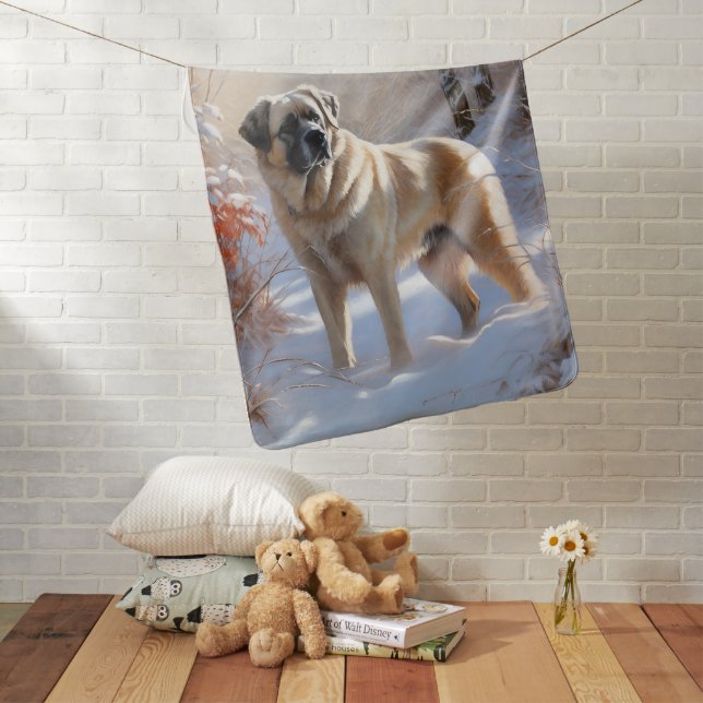 Anatolian Shepherd Let It Snow Christmas  Baby Blanket (In Situ)