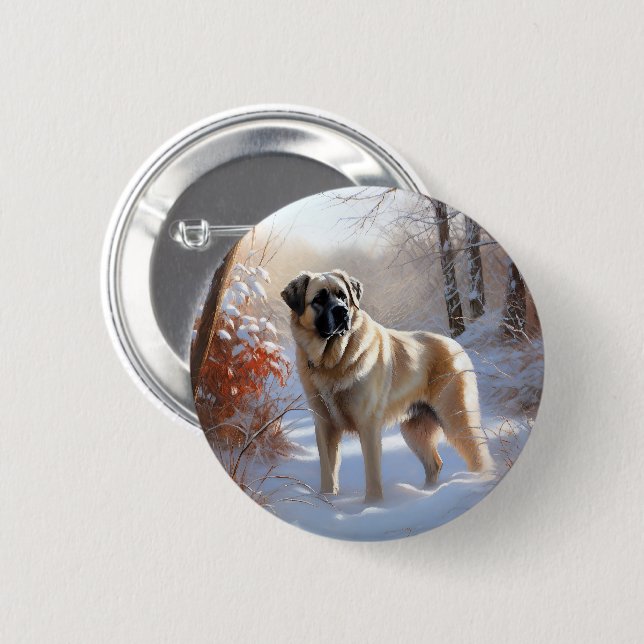 Anatolian Shepherd Let It Snow Christmas  Button (Front & Back)
