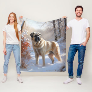 Anatolian Shepherd Let It Snow Christmas Fleece Blanket
