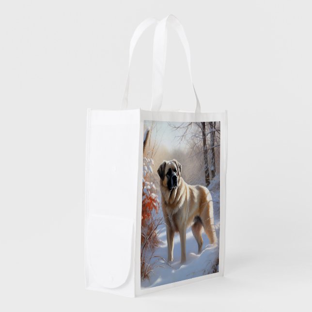 Anatolian Shepherd Let It Snow Christmas  Grocery Bag (Front Side)