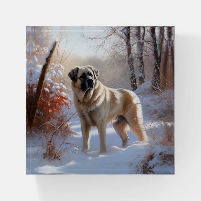 Anatolian Shepherd Let It Snow Christmas  Paperweight (Front)