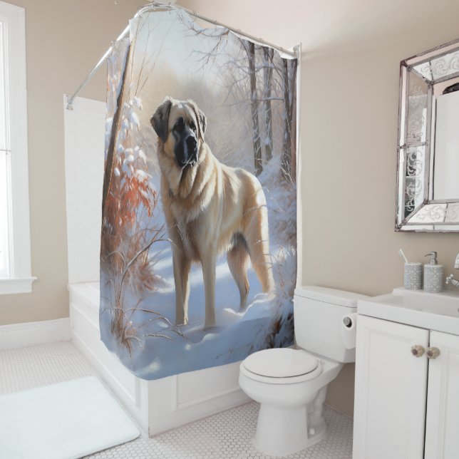 Anatolian Shepherd Let It Snow Christmas  Shower Curtain (In Situ)