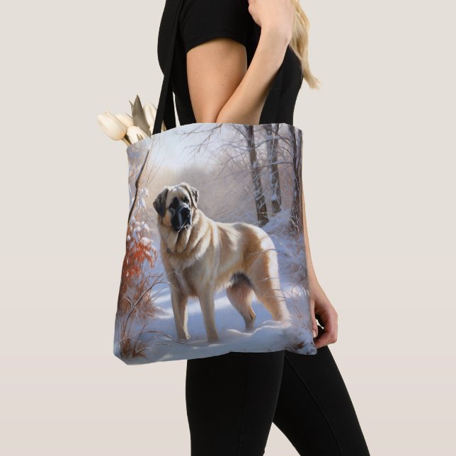 Anatolian Shepherd Let It Snow Christmas  Tote Bag (Close Up)