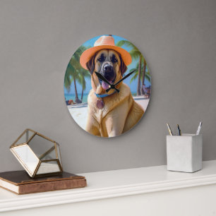 Anatolian Shepherd on Beach, dog lover summer gift Large Clock