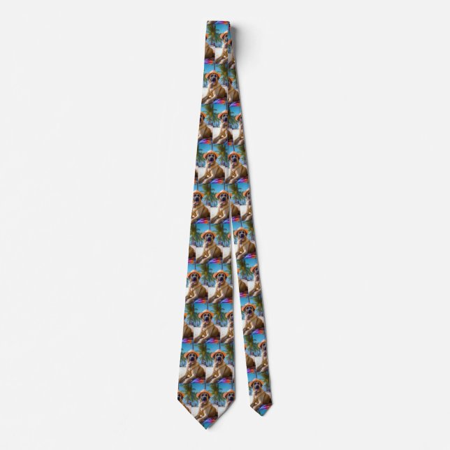 Anatolian Shepherd on Beach, dog lover summer gift Neck Tie (Front)