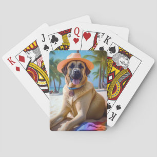 Anatolian Shepherd on Beach, dog lover summer gift Poker Cards