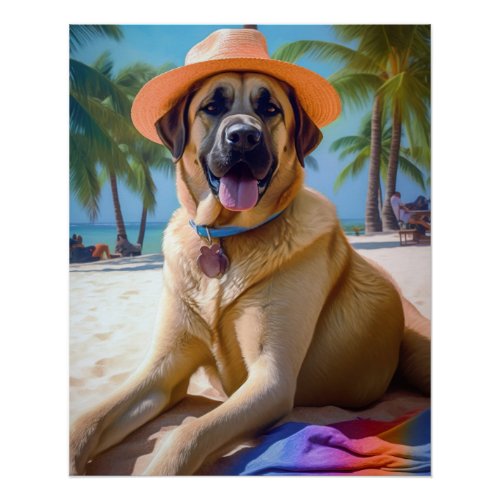Anatolian Shepherd on Beach dog lover summer gift Poster