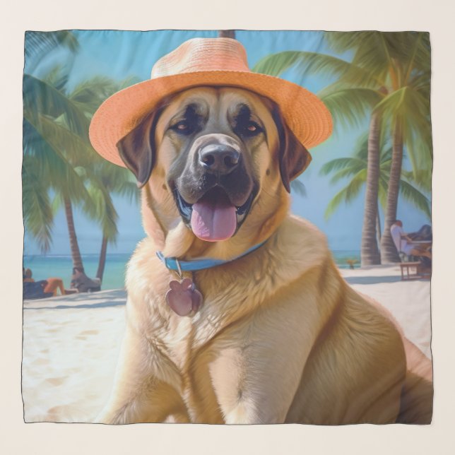 Anatolian Shepherd on Beach, dog lover summer gift Scarf (Front)