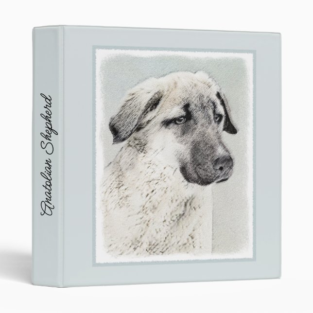 Anatolian Shepherd Painting - Original Dog Art 3 Ring Binder (Front/Spine)