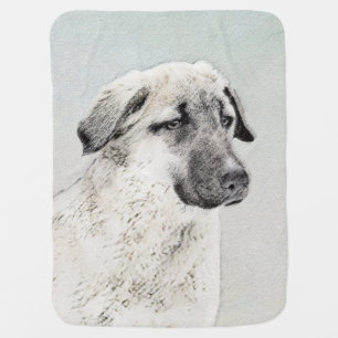 Anatolian Shepherd Painting - Original Dog Art Baby Blanket