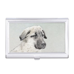 Anatolian Shepherd Painting - Original Dog Art Business Card Case