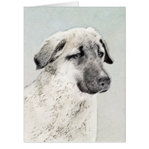 Anatolian Shepherd Painting - Original Dog Art Card