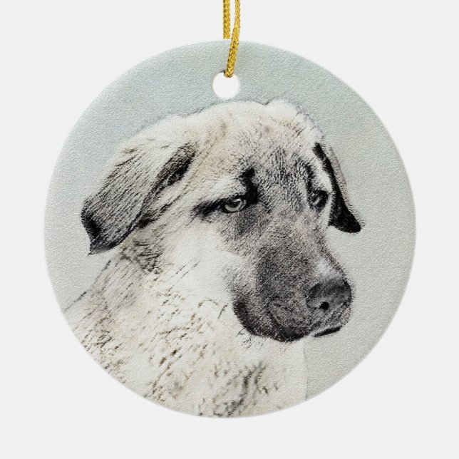 Anatolian Shepherd Painting - Original Dog Art Ceramic Ornament (Front)
