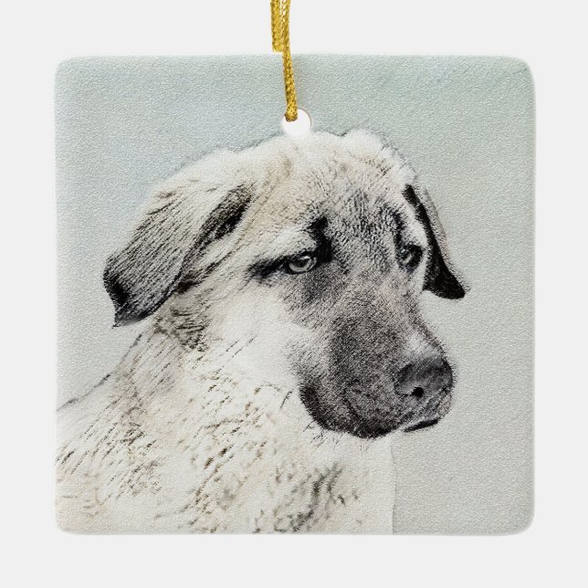 Anatolian Shepherd Painting - Original Dog Art Ceramic Ornament (Front)