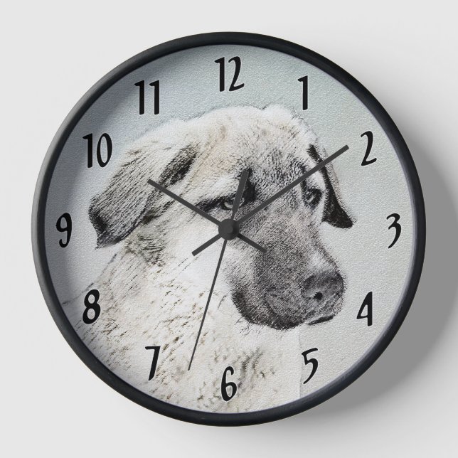 Anatolian Shepherd Painting - Original Dog Art Clock (Front)