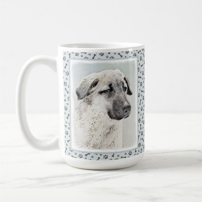 Anatolian Shepherd Painting - Original Dog Art Coffee Mug (Left)
