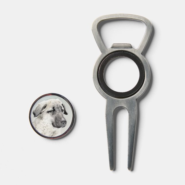 Anatolian Shepherd Painting - Original Dog Art Divot Tool (Front (Open))