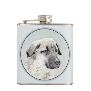 Anatolian Shepherd Painting - Original Dog Art Flask