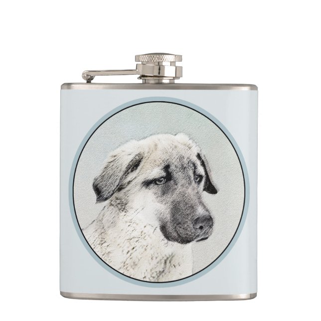 Anatolian Shepherd Painting - Original Dog Art Flask (Front)