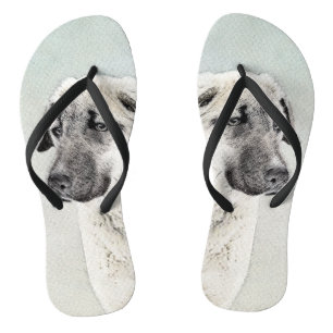 Anatolian Shepherd Painting - Original Dog Art Flip Flops