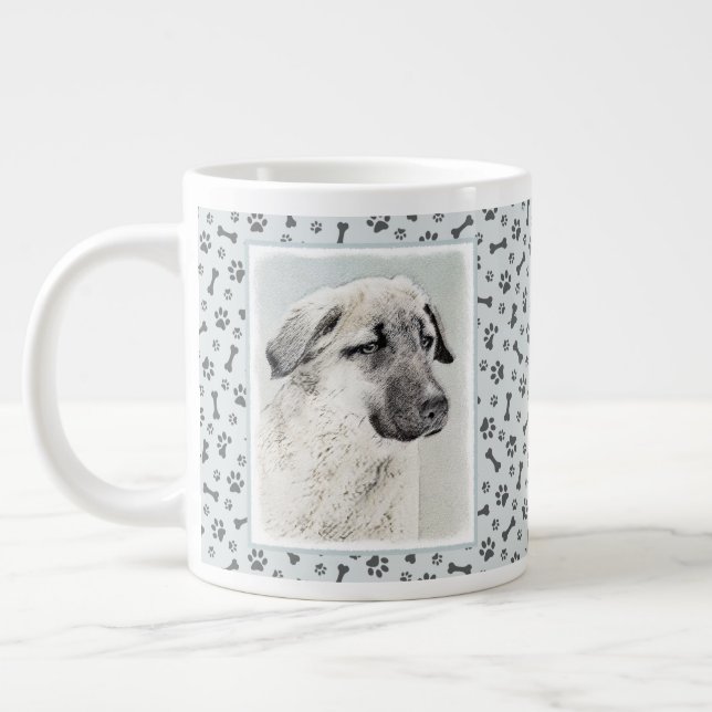 Anatolian Shepherd Painting - Original Dog Art Giant Coffee Mug (Left)