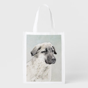 Anatolian Shepherd Painting - Original Dog Art Grocery Bag