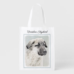 Anatolian Shepherd Painting - Original Dog Art Grocery Bag