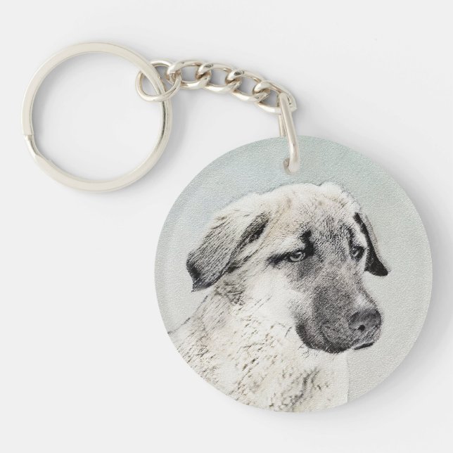 Anatolian Shepherd Painting - Original Dog Art Keychain (Front)