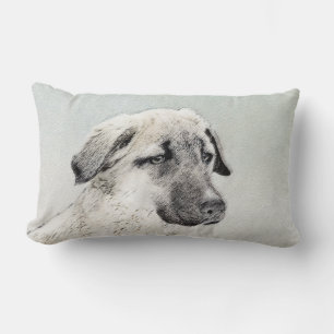 Anatolian Shepherd Painting - Original Dog Art Lumbar Pillow