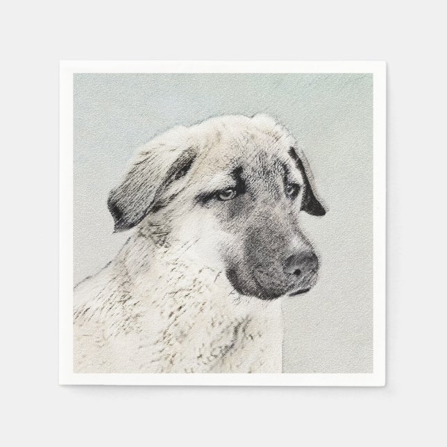 Anatolian Shepherd Painting - Original Dog Art Napkins (Front)