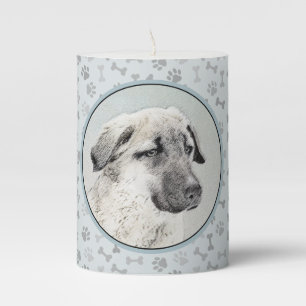 Anatolian Shepherd Painting - Original Dog Art Pillar Candle