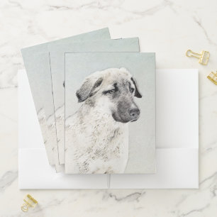 Anatolian Shepherd Painting - Original Dog Art Pocket Folder