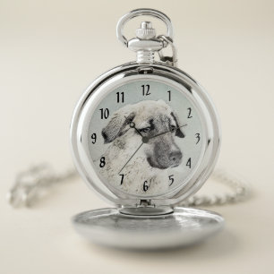 Anatolian Shepherd Painting - Original Dog Art Pocket Watch