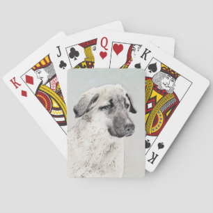 Anatolian Shepherd Painting - Original Dog Art Poker Cards