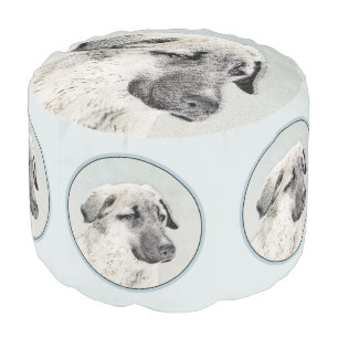 Anatolian Shepherd Painting - Original Dog Art Pouf