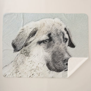 Anatolian Shepherd Painting - Original Dog Art Sherpa Blanket