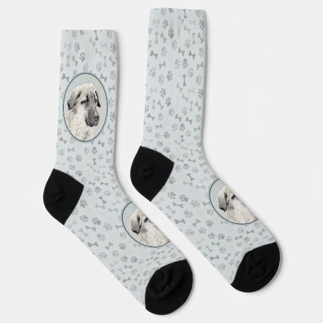 Anatolian Shepherd Painting - Original Dog Art Socks (Right)