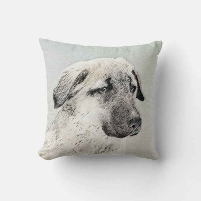 Anatolian Shepherd Painting - Original Dog Art Throw Pillow (Front)