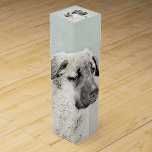 Anatolian Shepherd Painting - Original Dog Art Wine Box