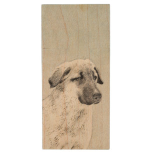 Anatolian Shepherd Painting - Original Dog Art Wood Flash Drive