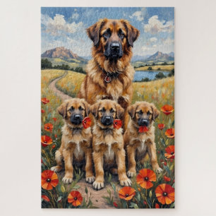 Anatolian Shepherd Poppy Field Art Jigsaw Puzzle