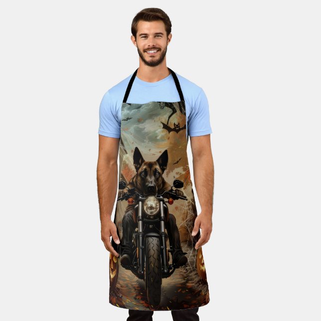 Anatolian Shepherd Riding Motorcycle Halloween  Apron (Worn)