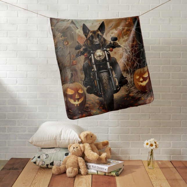 Anatolian Shepherd Riding Motorcycle Halloween  Baby Blanket (In Situ)