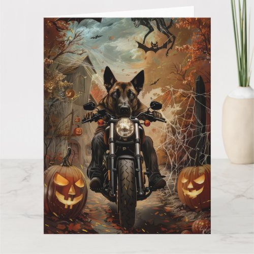 Anatolian Shepherd Riding Motorcycle Halloween  Card