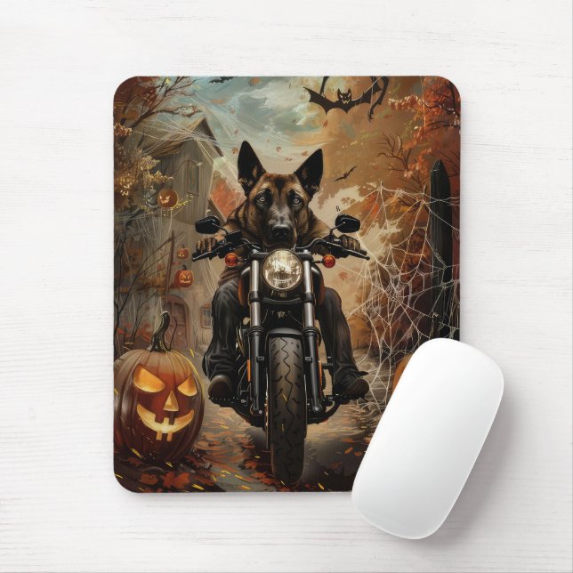 Anatolian Shepherd Riding Motorcycle Halloween  Mouse Pad (With Mouse)