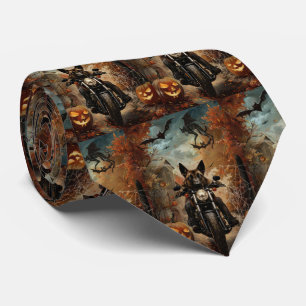 Anatolian Shepherd Riding Motorcycle Halloween Neck Tie